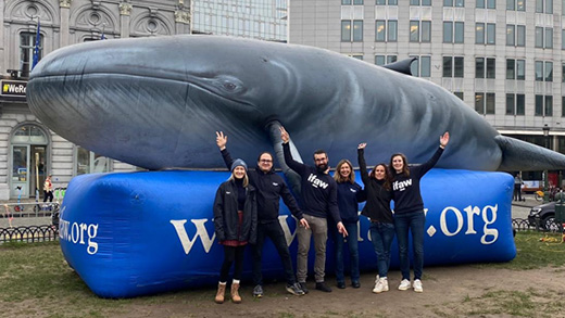 Het IFAW-team bij de Bluespeeds demonstratie voor het Europees Parlement in Brussel © IFAW